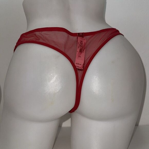 🔥Victoria's Secret Deep Red Floral Lace Bra Set Sz 34D // Large New - Picture 9 of 9